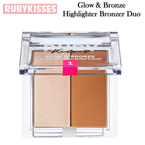 Ruby Kisses Glow & Bronze Highlighter Bronzer, 2-in-1 Pressed Powder Compact