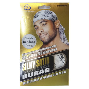 Dream World Durag, Silky Satin Deluxe Luxury Durag (DRE007BWH)