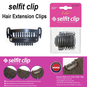 Esha Selfit Clip Hair Extension Clips, 10 pieces