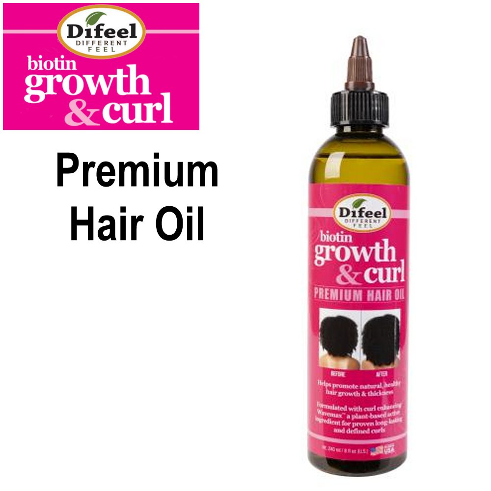 Difeel Hair Oil, Growth & Curl Premium Hair Oil, 8 oz
