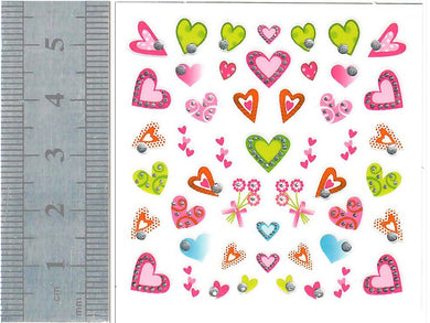 Nail Stickers - Hearts, Red, Blue and Green (86291 Cala)