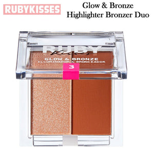 Ruby Kisses Glow & Bronze Highlighter Bronzer, 2-in-1 Pressed Powder Compact