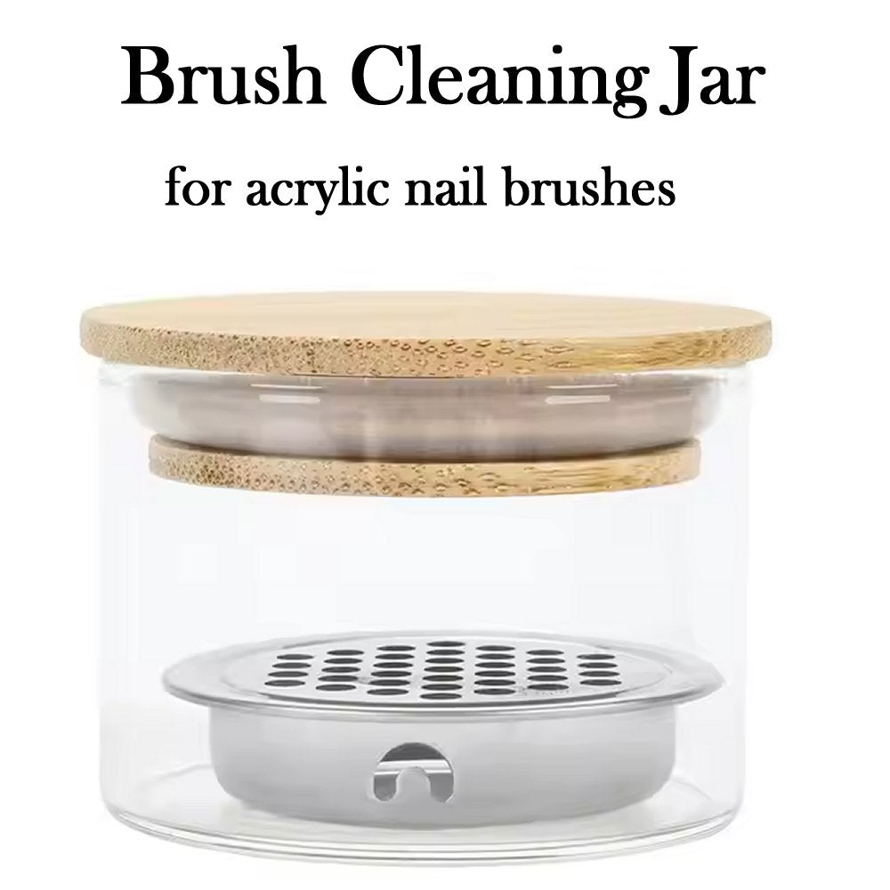 Brush Cleaning Jar for Nail Brushes with Lid