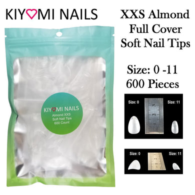 Kiyomi Nails XXS Almond Soft Full Cover Nail Tips, 600 Pieces