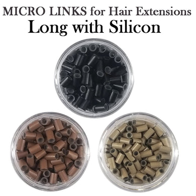 Hair Extension Micro Ring - Long with Silicon - 200 pieces (3.5mm x 6mm)