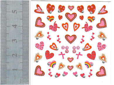 Nail Stickers - Hearts, Red and Pink (86290 Cala)