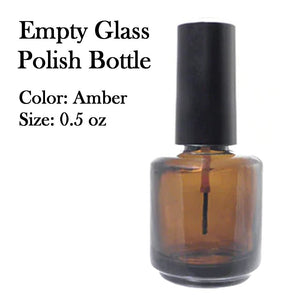 Empty Glass Polish Bottle, 05oz - Amber