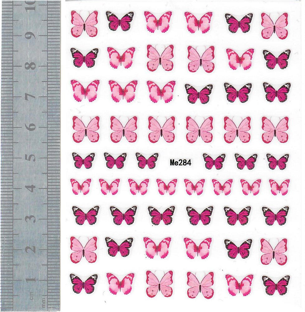 Nail Stickers - Butterflies, Pink (Me284 Pop Finger)