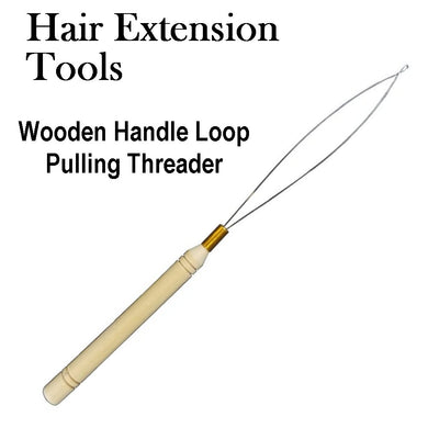 Professional Hair Extension Tool - Wooden Handle Loop Pulling Threader