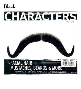 Characters Facial Hair, Mustache #5 "Drooping Handlebar" (Black or Brown)