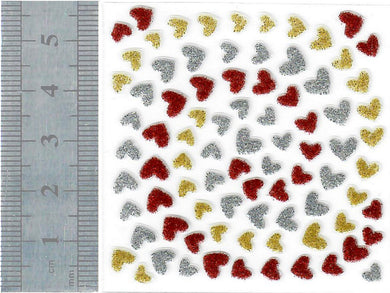 Nail Stickers - Hearts, Red, Gold, and Silver (86285 Cala)