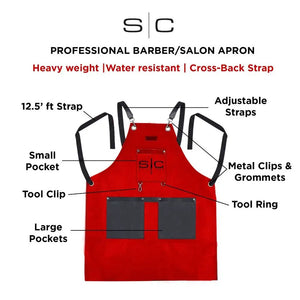 SC / Gamma+ Professional Heavy Weight Waterproof Barber Cutting Apron, Red/Black (SC315B)