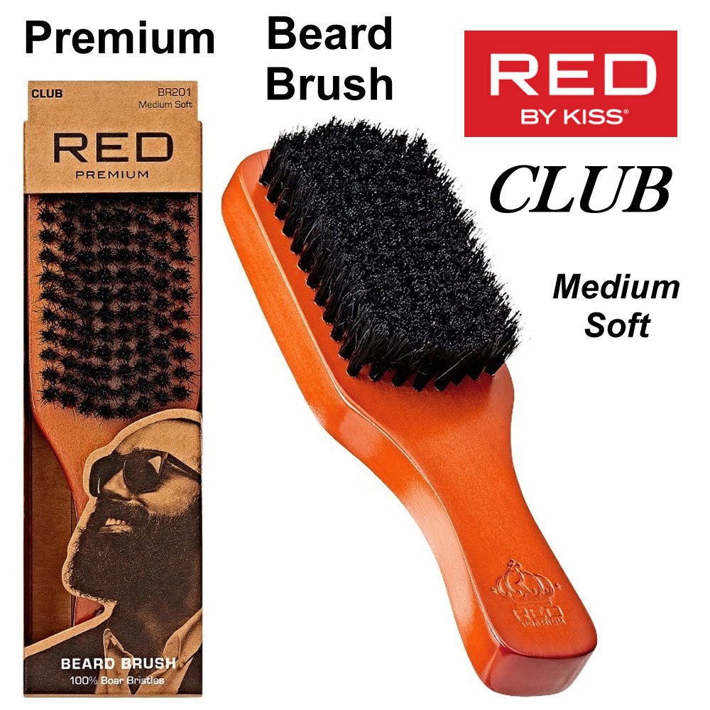 Red by Kiss Brush, Premium Beard Brush, Club (BR201)