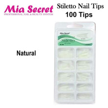 Mia Secret Nail Tips, Stiletto 100 Count Nail Tips (Clear and Natural)