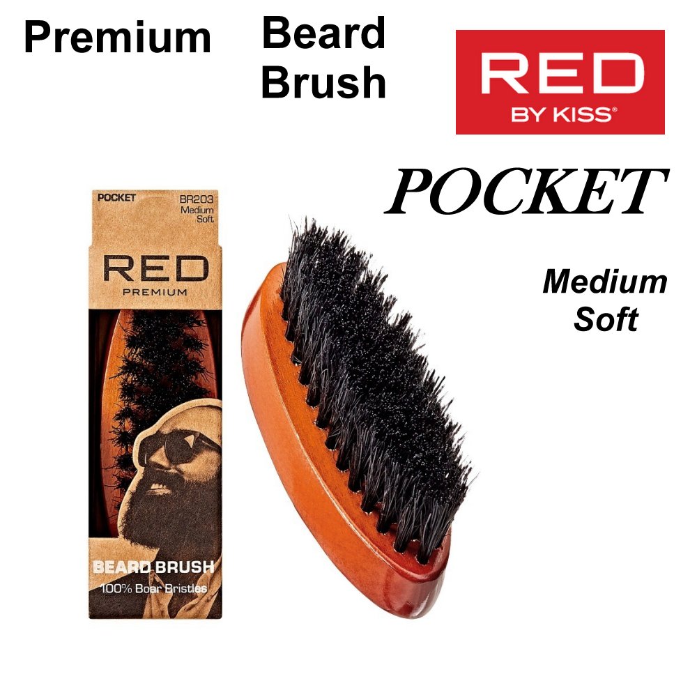 Red by Kiss Brush, Premium Beard Brush, Pocket (BR203)