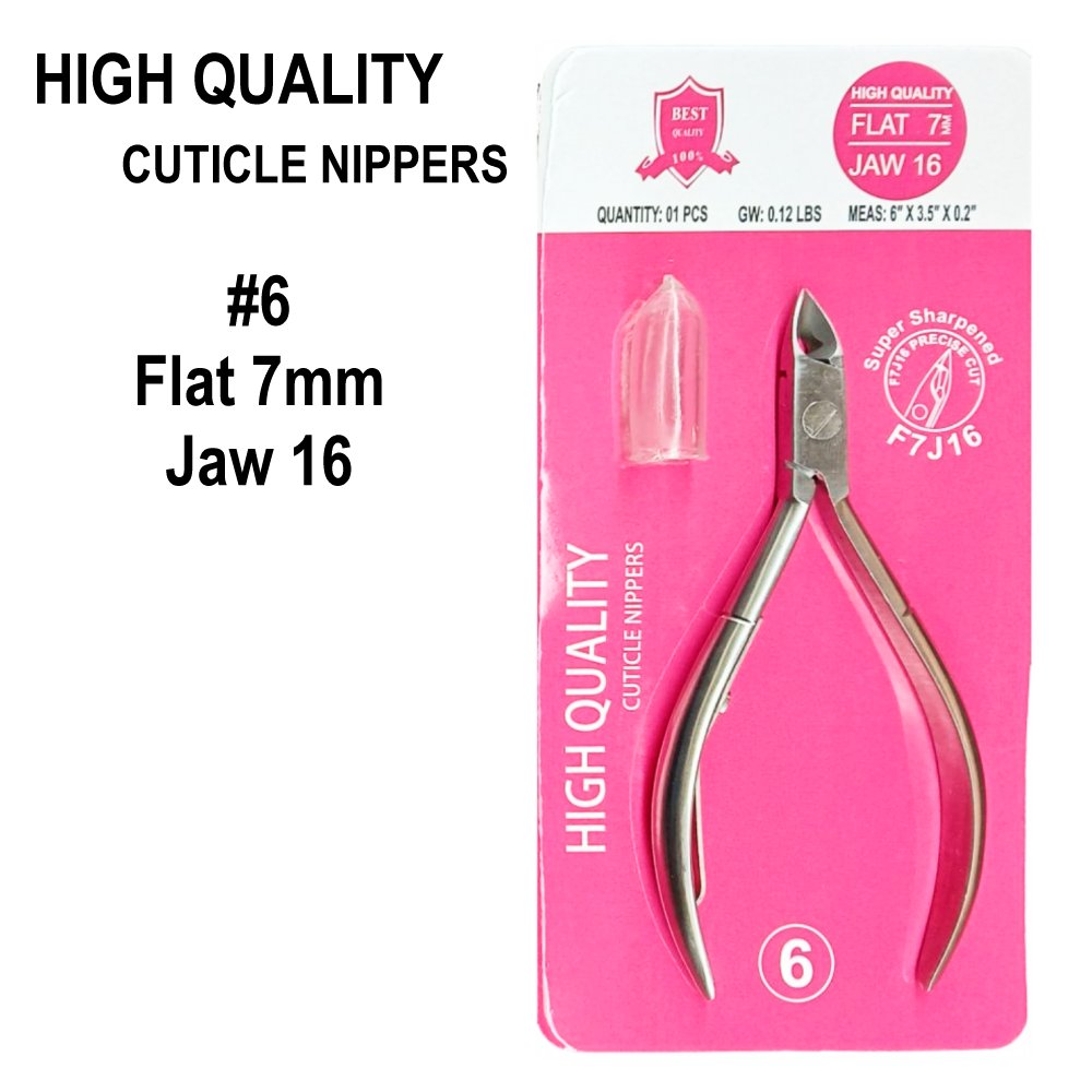 High Quality Cuticle Nippers #6 - Flat 7mm/Jaw 16 (F7J16)