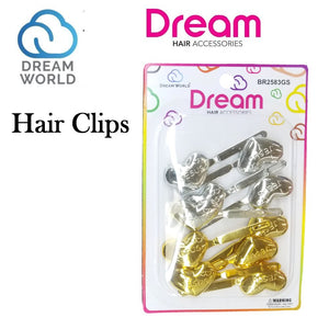 Dream World Clips, Gold and Silver Heart Hair Clips (BR2583MGS)