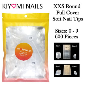 Kiyomi Nails XXS Round Soft Full Cover Nail Tips, 600 Pieces