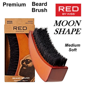 Red by Kiss Brush, Premium Beard Brush, Moon Shape (BR205)