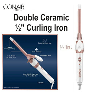 Conair Double Ceramic ½" Curling Iron, Rose Gold (CD699GN)