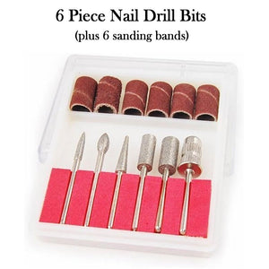 6 Piece Nail Drill Bits plus 6 sanding bands