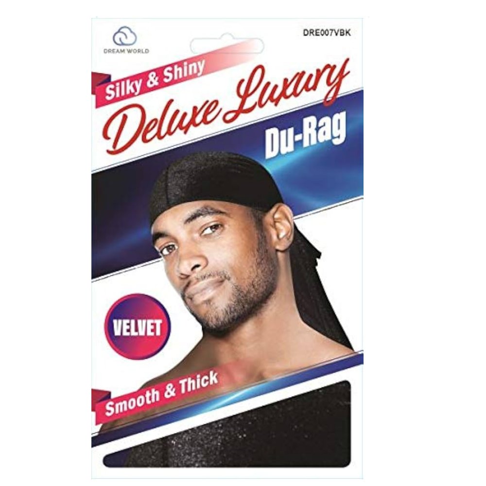 Dream World Durag, Silky & Shiny Deluxe Luxury Durag (DRE007VBK)