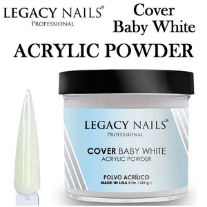 Legacy Nails Acrylic Powder, "Cover Baby White" (Milky White)