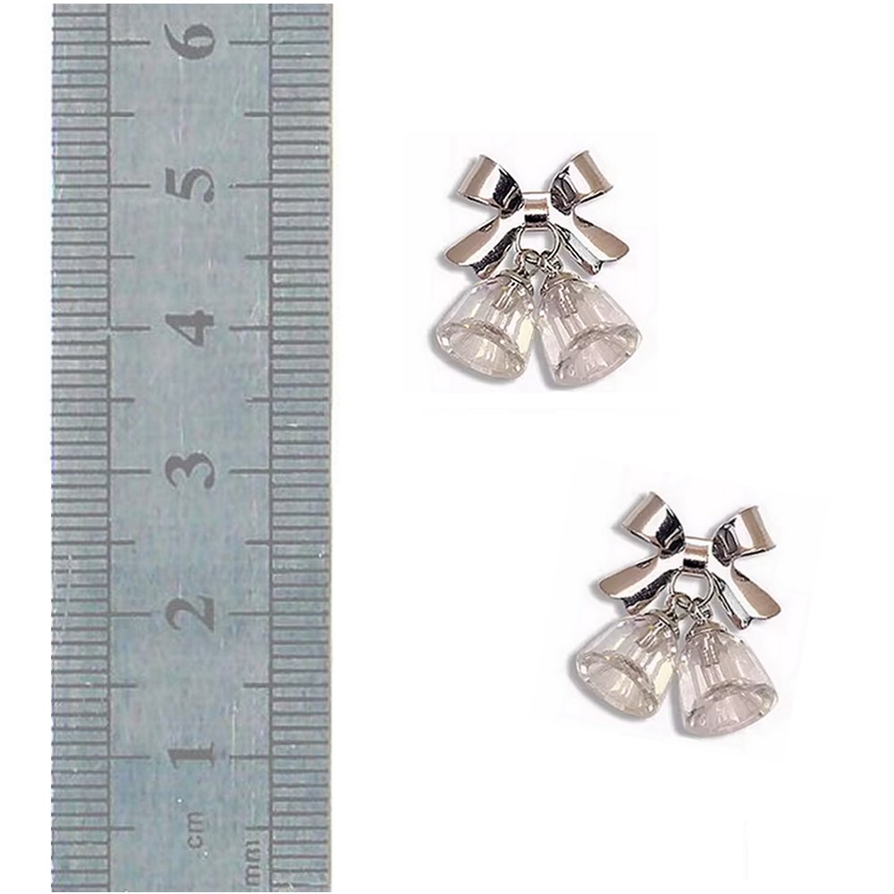 Nail Charms - Christmas 38 (Clear Bells with Silver color Ribbon)