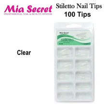 Mia Secret Nail Tips, Stiletto 100 Count Nail Tips (Clear and Natural)