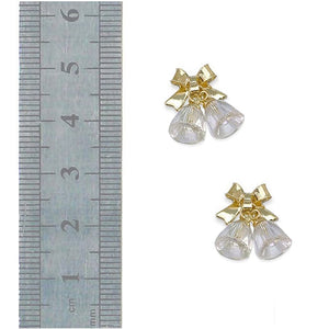 Nail Charms - Christmas 37 (Clear Bells with Gold color Ribbon)