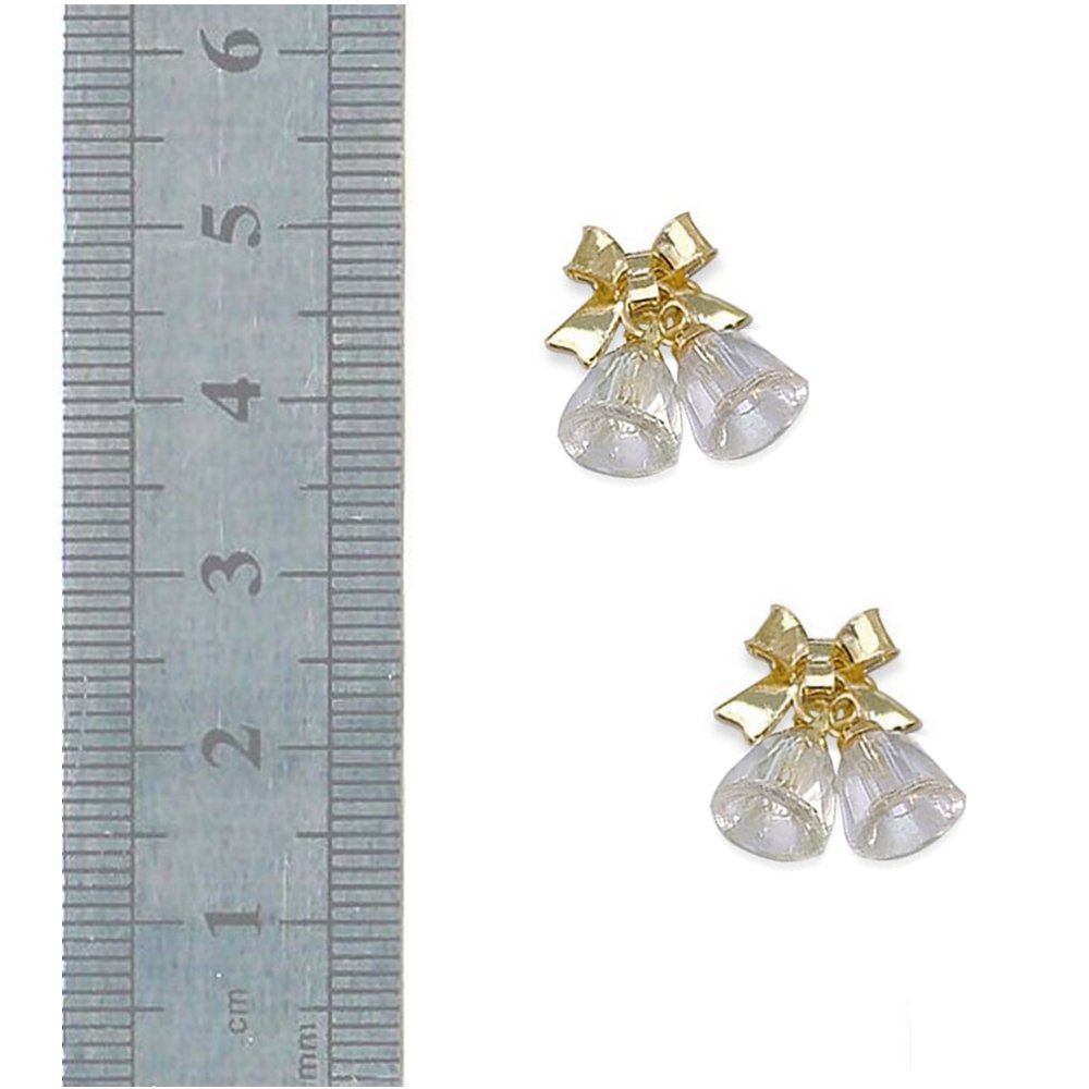 Nail Charms - Christmas 37 (Clear Bells with Gold color Ribbon)