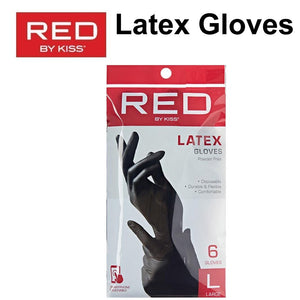 Red by Kiss Latex Powder Free Gloves - 6 Gloves, Black