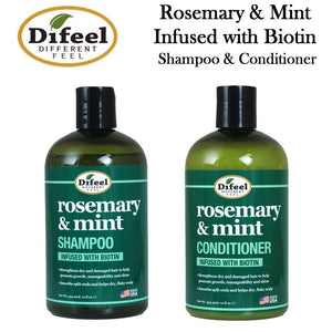 Difeel Shampoo and Conditioner, Rosemary & Mint Infused with Biotin Shampoo & Conditioner, 12 oz