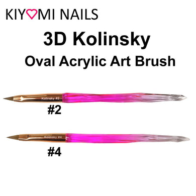 Kiyomi Nails 100% Kolinksy 3D Oval Acrylic Nail Art Brushes, #2 and #4
