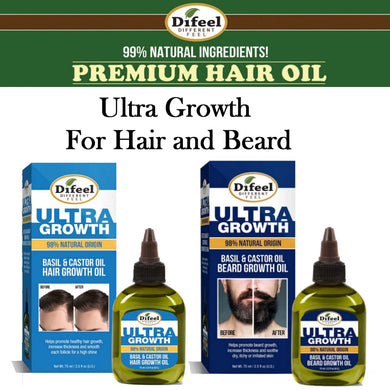 Difeel Hair Oil, Ultra Growth for Men, Hair and Beard, 2.5 oz