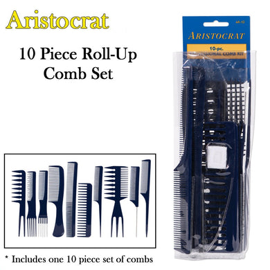 Aristocrat Comb, 10 Piece Roll Up Professional Comb Set (AR-10)