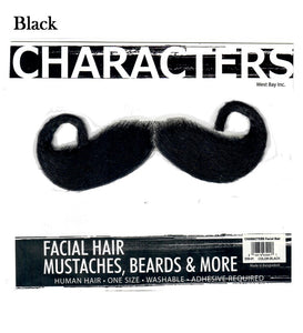 Characters Facial Hair, Mustache #6 "Handlebar" (Black or White)