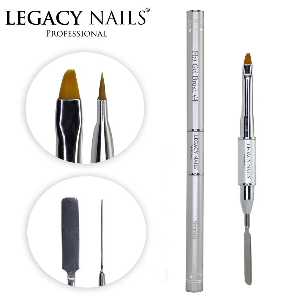 Legacy Nails Flat Gel Brush #4 + Spatula