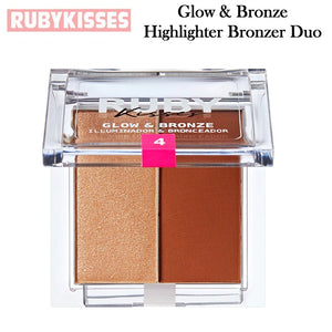 Ruby Kisses Glow & Bronze Highlighter Bronzer, 2-in-1 Pressed Powder Compact