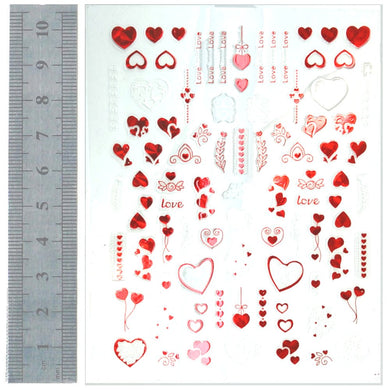 Nail Stickers - Hearts, Transparent Background (CJ-037)