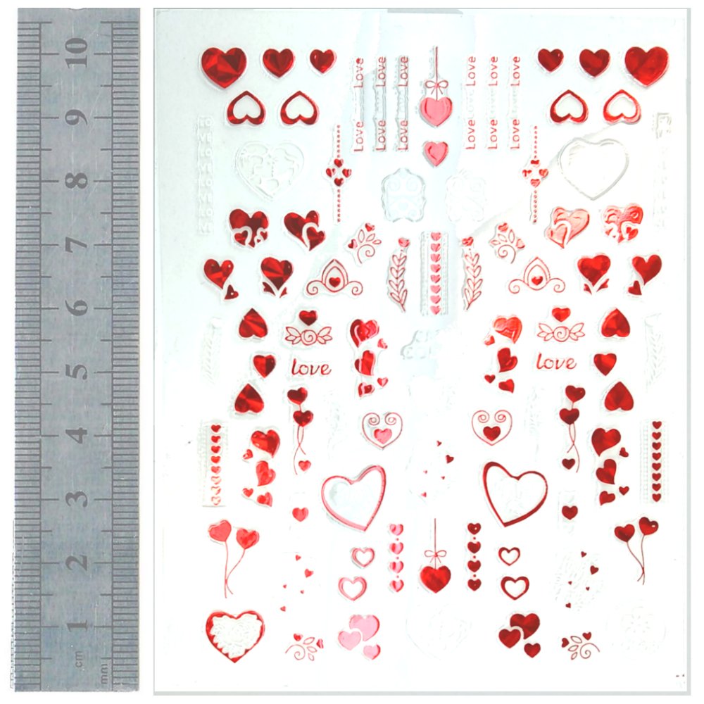 Nail Stickers - Hearts, Transparent Background (CJ-037)