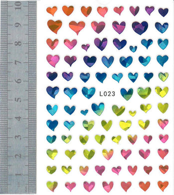 Nail Stickers - Hearts, Holographic (L023 Pop Finger)