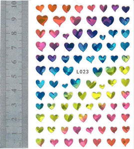 Nail Stickers - Hearts, Holographic (L023 Pop Finger)