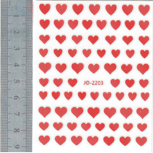 Nail Stickers - Hearts, Reflective Red (JO-2203 Joyful Nail)