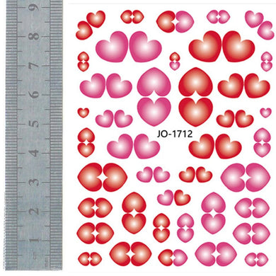 Nail Stickers - Hearts, Pink and Red (JO-1712 Joyful Nail)