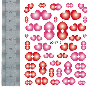 Nail Stickers - Hearts, Pink and Red (JO-1712 Joyful Nail)