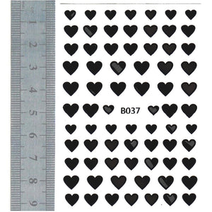 Nail Stickers - Hearts, Black (B037 Kiyomi Nails)