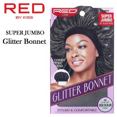 Red by Kiss Bonnet, Super Jumbo Jet Black Pearl Glitter Bonnet (HQ10)
