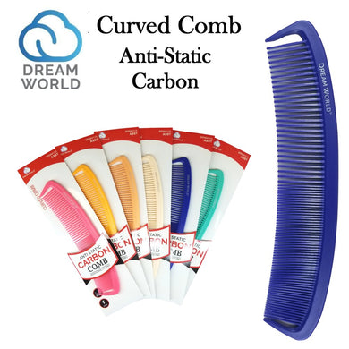 Dream World Comb, Curved Anti-Static Carbon Comb [Random Color] (BR98411A)