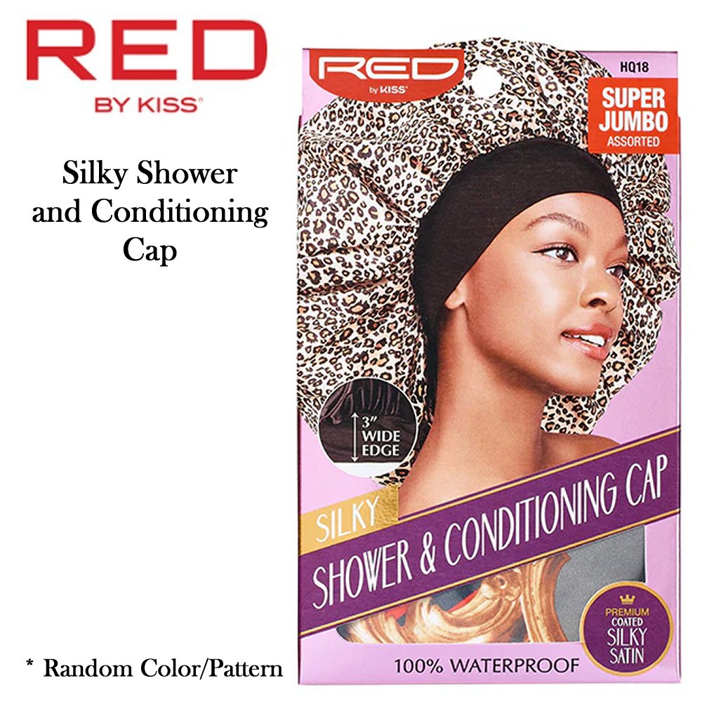 Red by Kiss Cap, Super Jumbo Silky Shower and Conditioning Cap (HQ18) [Random Color/Pattern]